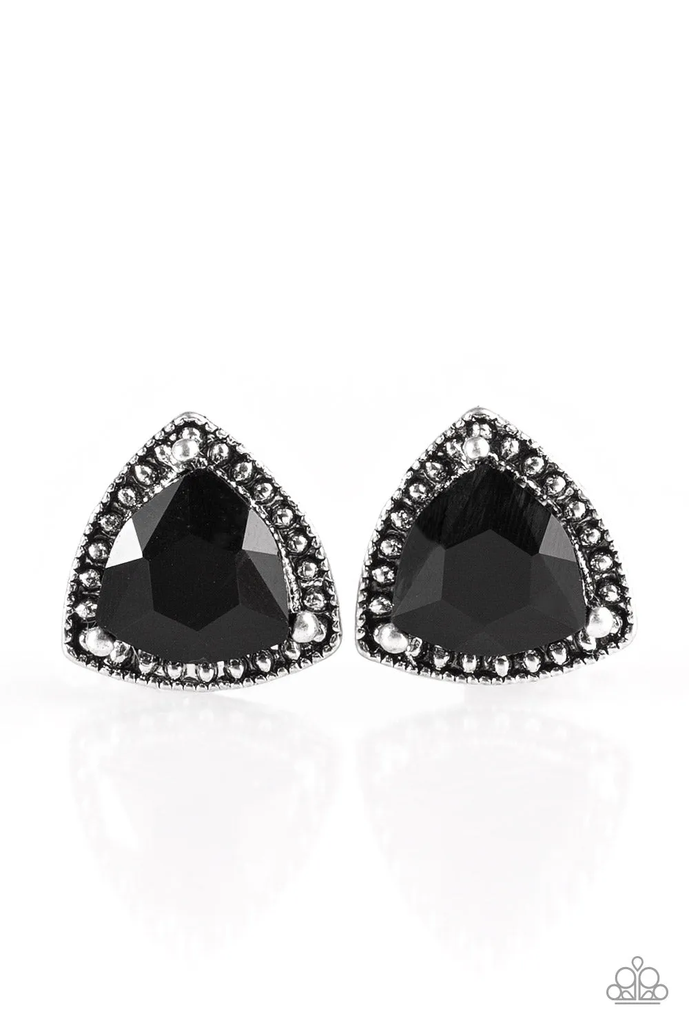 Open Door Jewelry - Daringly Duchess - Black Post Post Earrings - Paparazzi Accessories