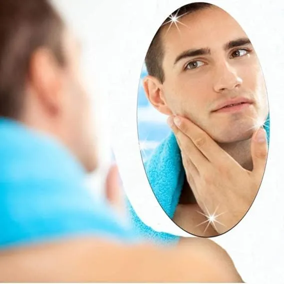 Oval Shape Adhesive Mirror Sticker for Wall on Tiles Bathroom Bedroom Living Room Basin Mirror Bathroom Wall Mirror Stickers Unbreakable Plastic Vanity Mirror, Dressing Table Makeup Mirror (B22)