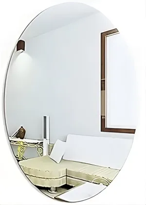 Oval Shape Adhesive Mirror Sticker for Wall on Tiles Bathroom Bedroom Living Room Basin Mirror Bathroom Wall Mirror Stickers Unbreakable Plastic Vanity Mirror, Dressing Table Makeup Mirror (B22)