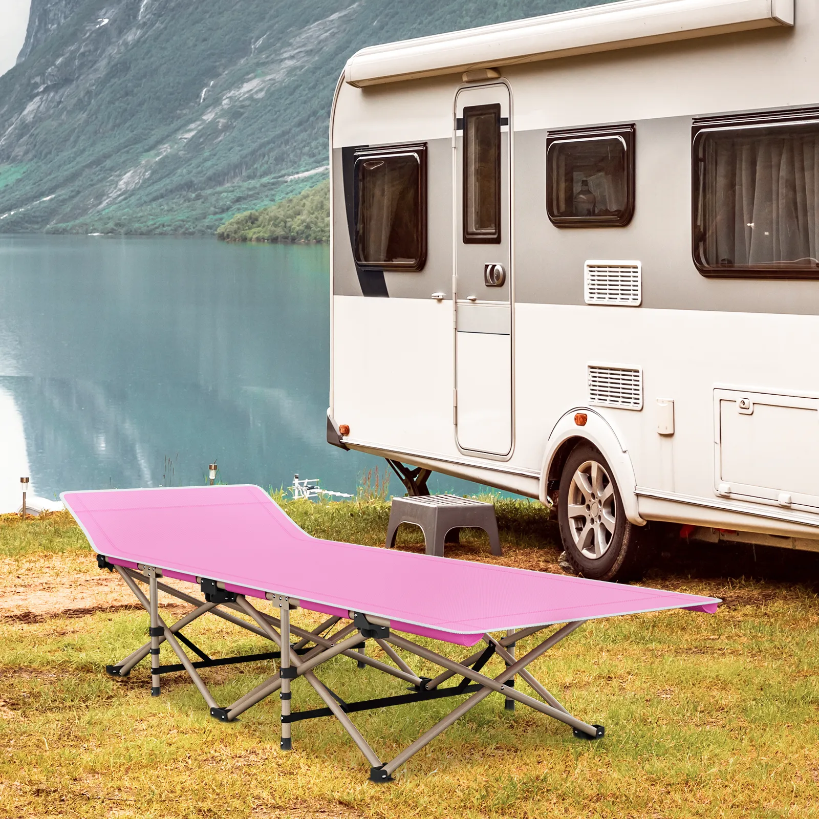 Oxford Foldable Military Cot Porable Reclinable Camping Bed - Aluminum Frame