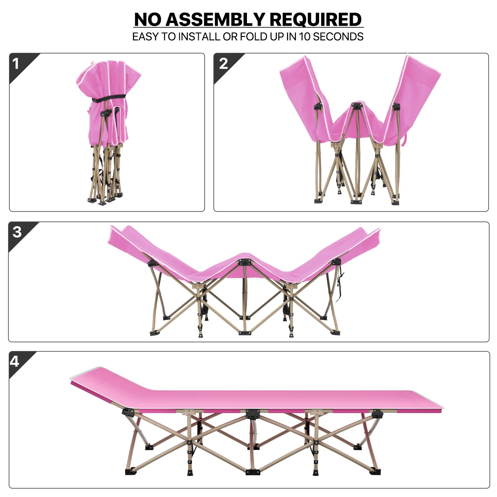 Oxford Foldable Military Cot Porable Reclinable Camping Bed - Aluminum Frame
