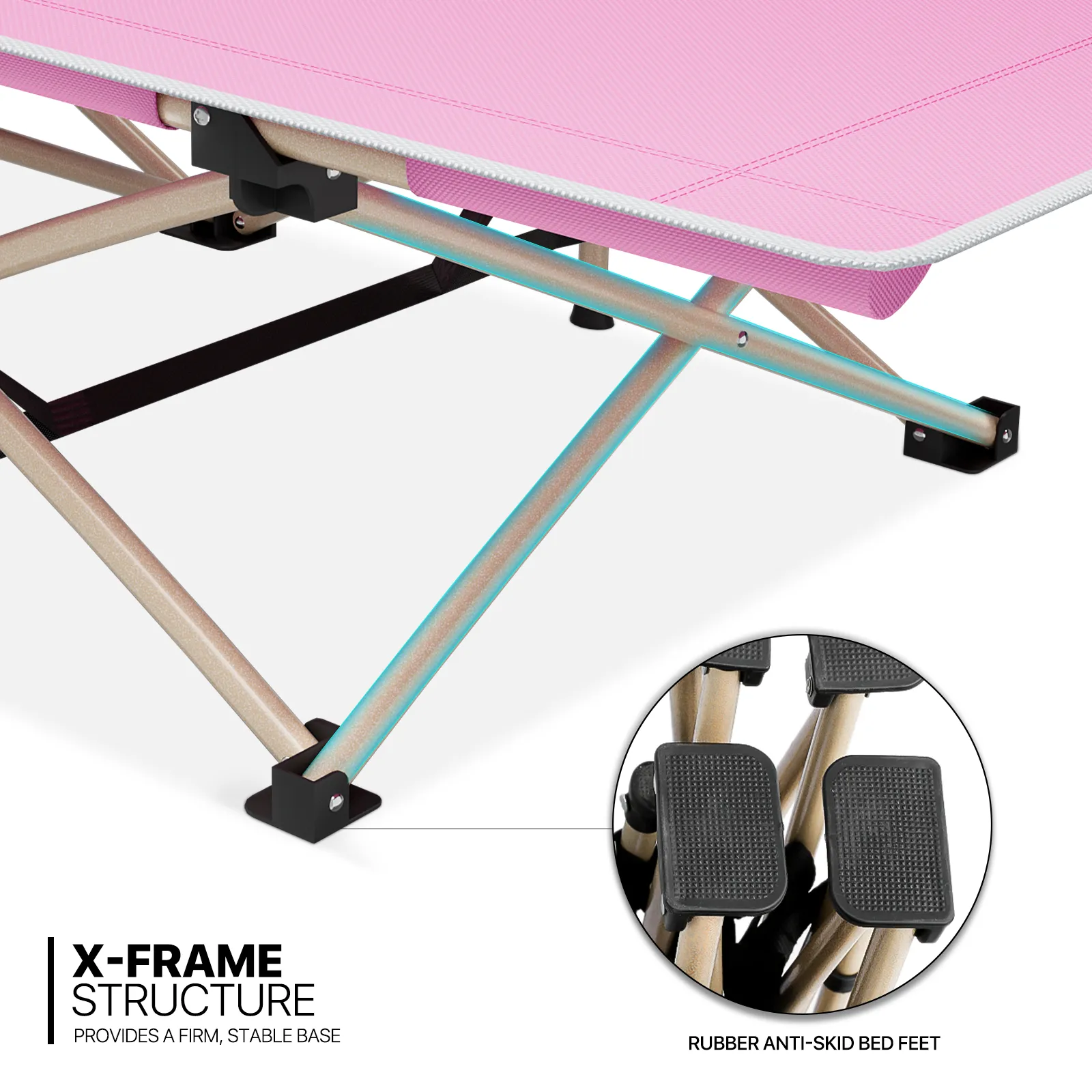 Oxford Foldable Military Cot Porable Reclinable Camping Bed - Aluminum Frame