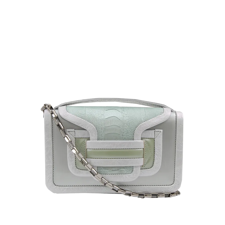 Patent Flap Front Bag With Chain Strap