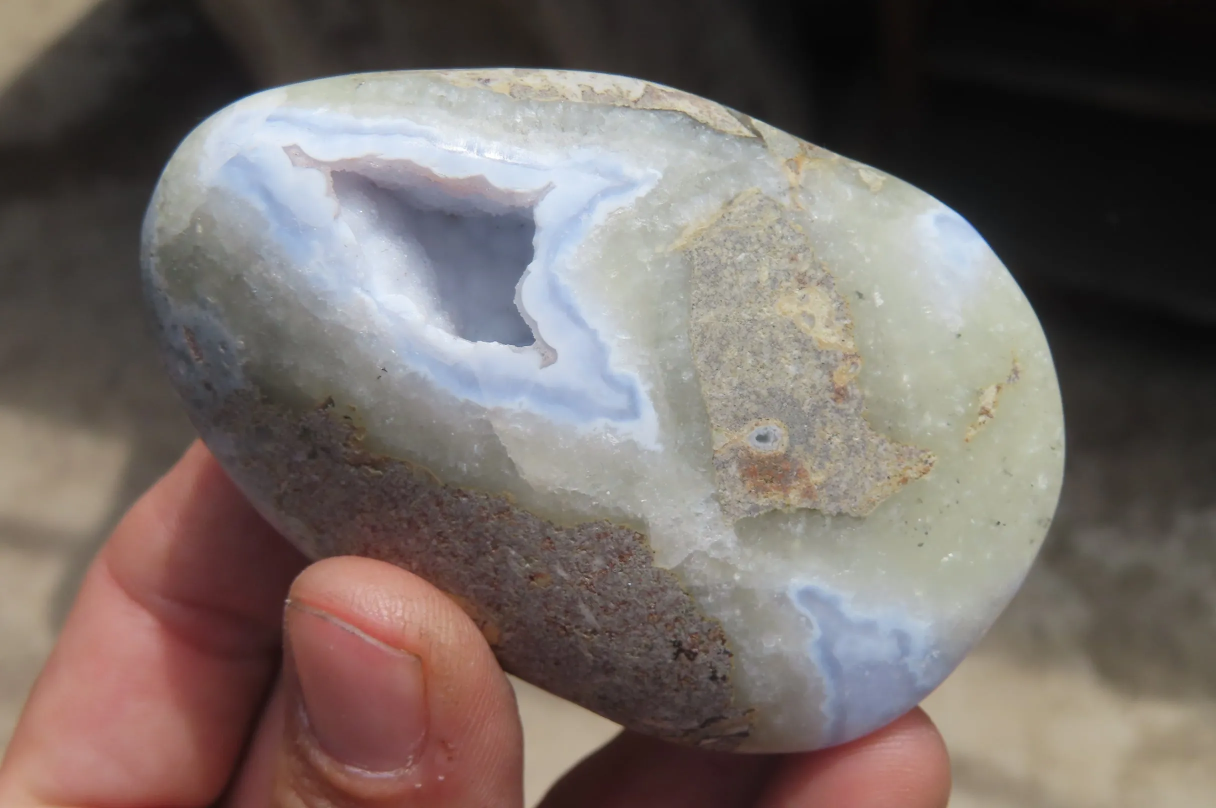 Polished Blue Lace Agate Free Forms x 6 From Malawi