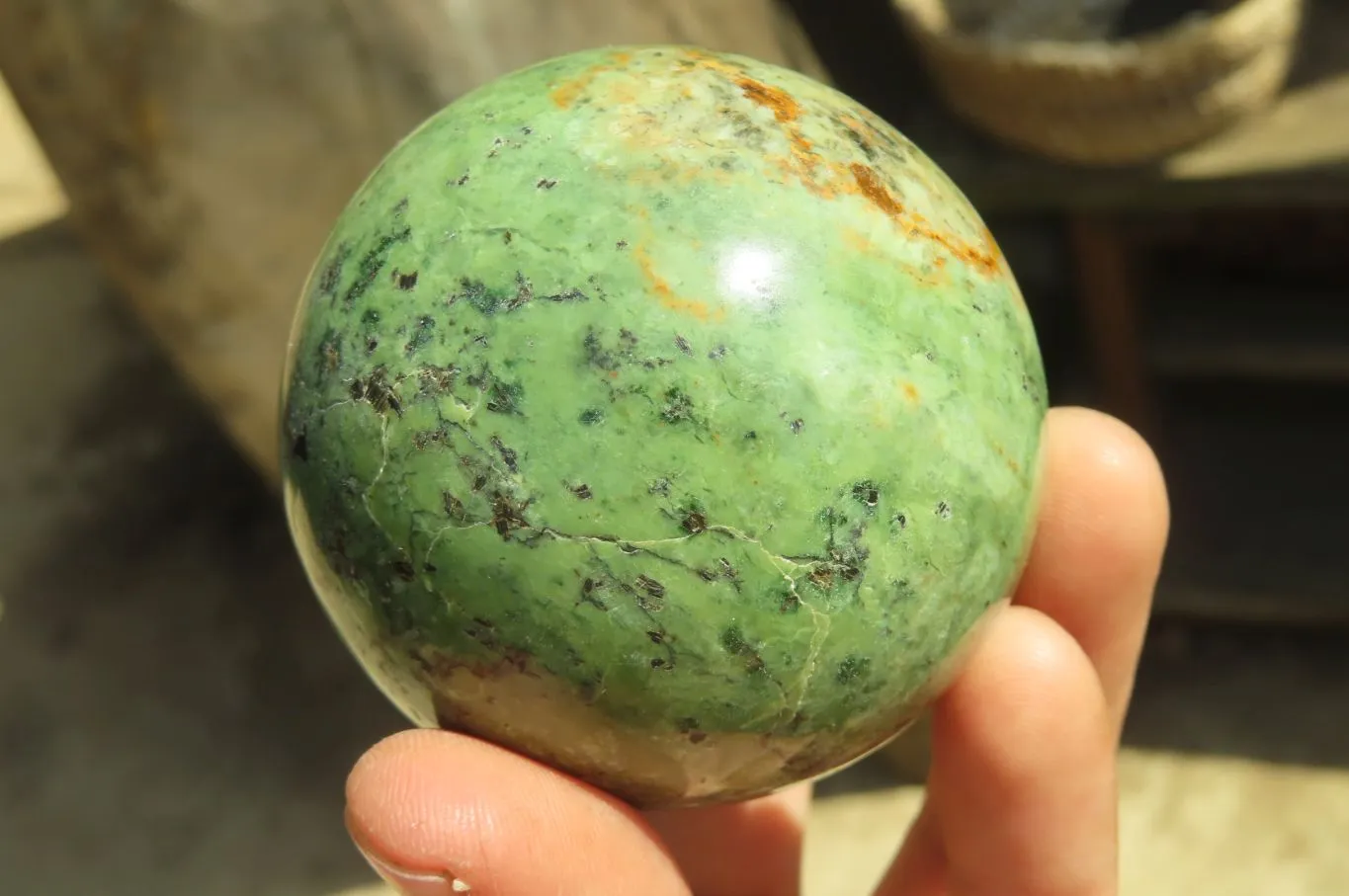 Polished Chrysoprase Spheres x 6 From Ambatondrazaka, Madagascar