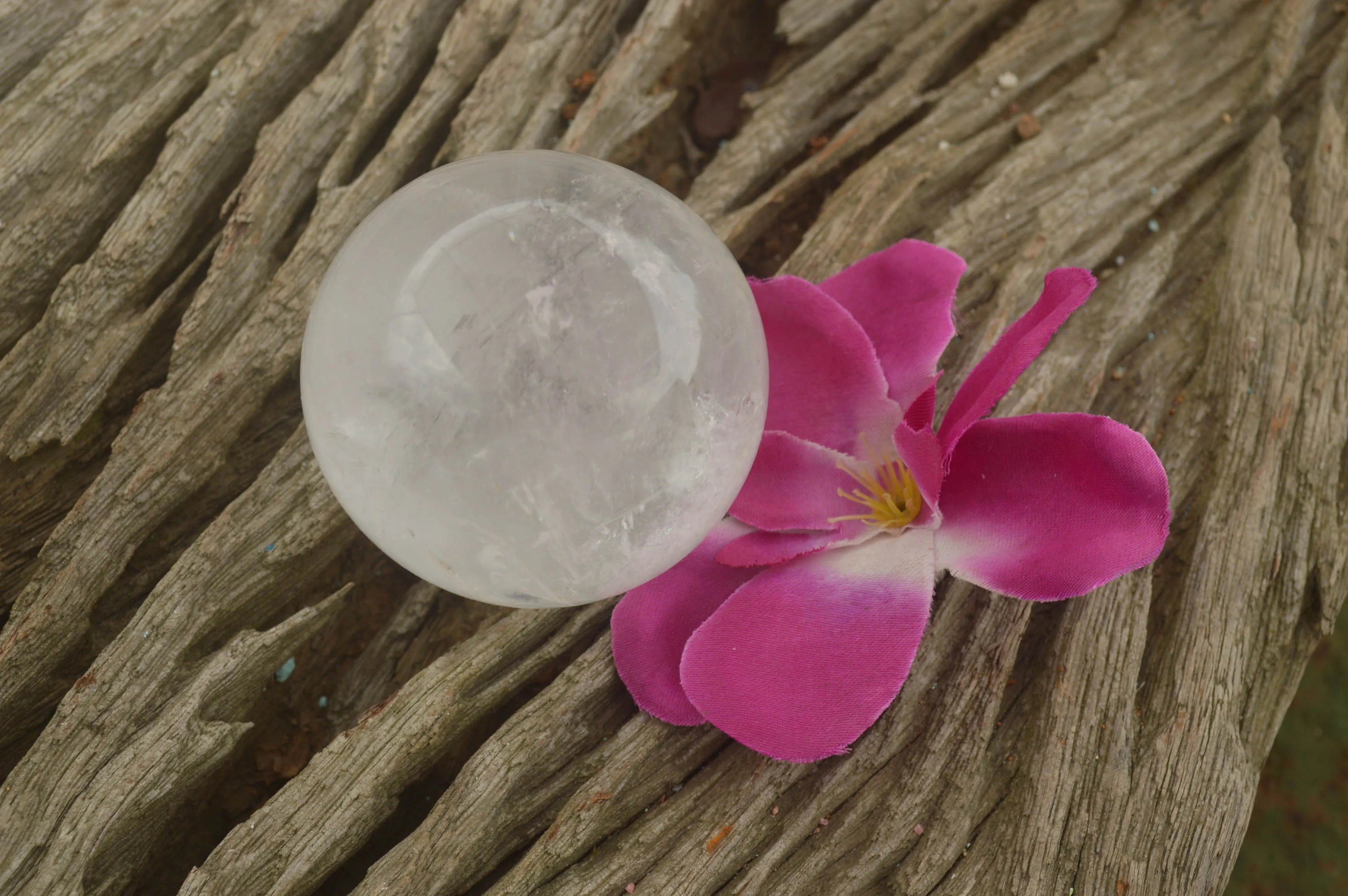 Polished Clear Quartz Crystal Balls / Spheres With Wooden Stands x 2 From Madagascar