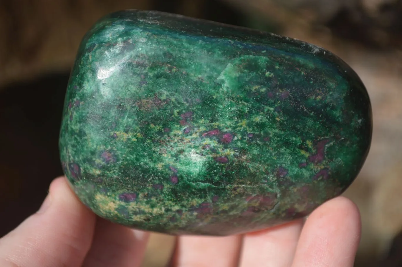 Polished Fluorescent Ruby Corundum In Chrome Verdite Free Forms x 7 From Southern Africa