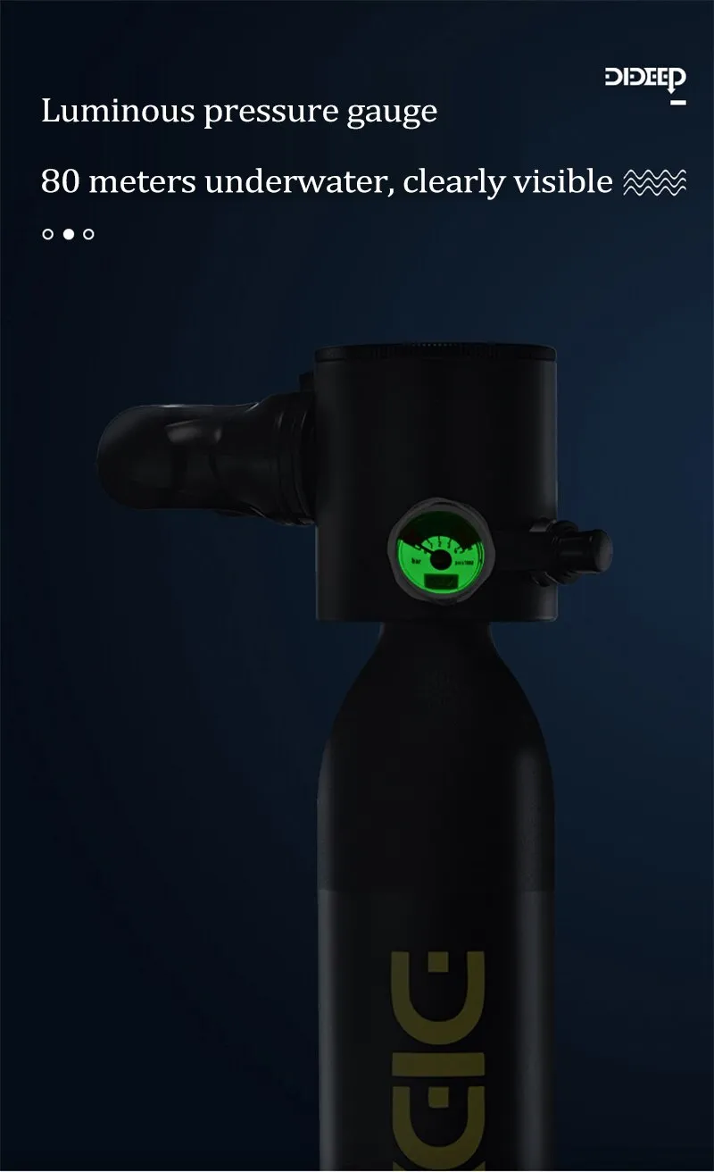 Portable 0.5L X3000 Scuba Diving Equipment Oxygen Tank Air Cylinder 4500PSI Pressure Gauge Instrument Diving Equipment