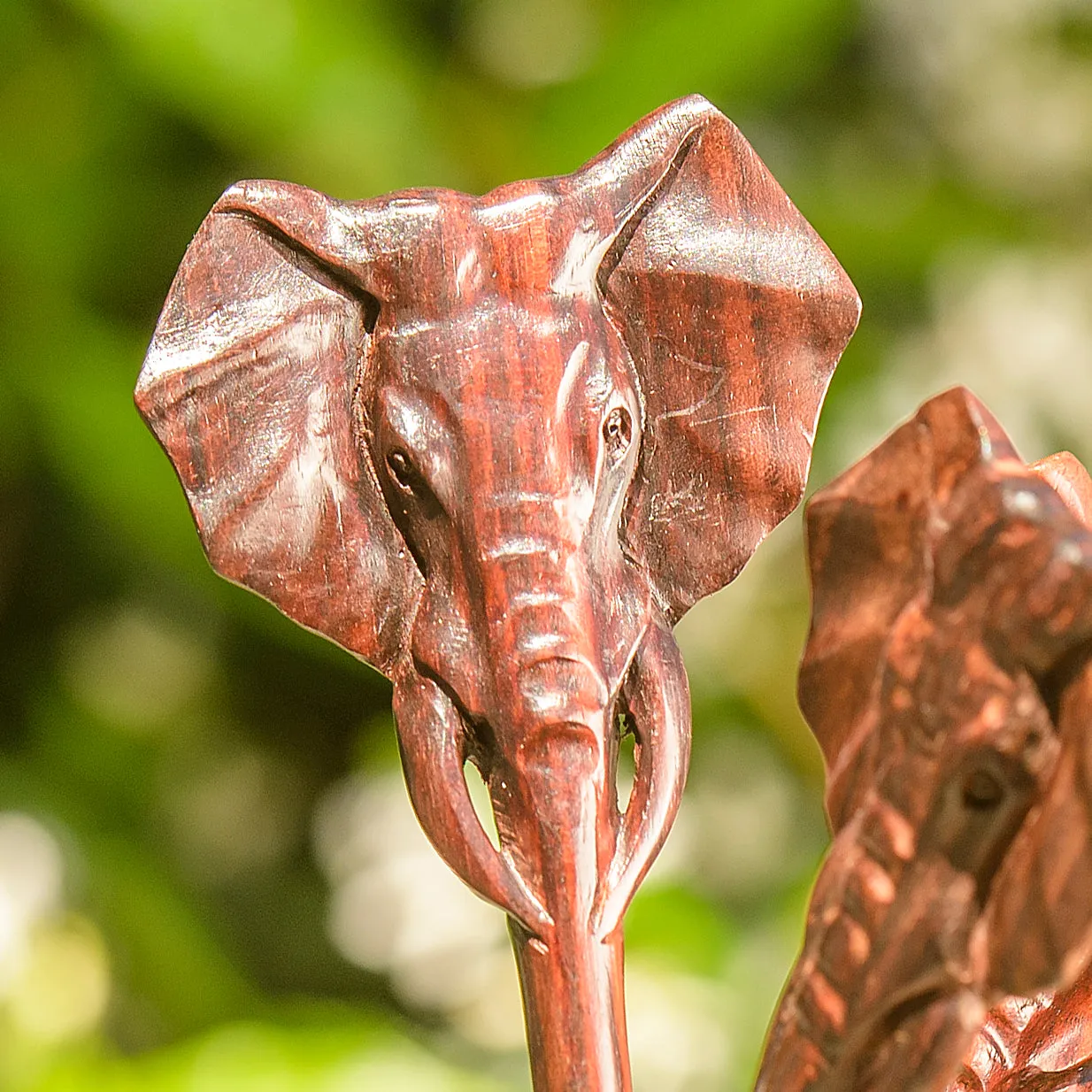 Premium Elephant Head Wooden Single Prong Hair Stick