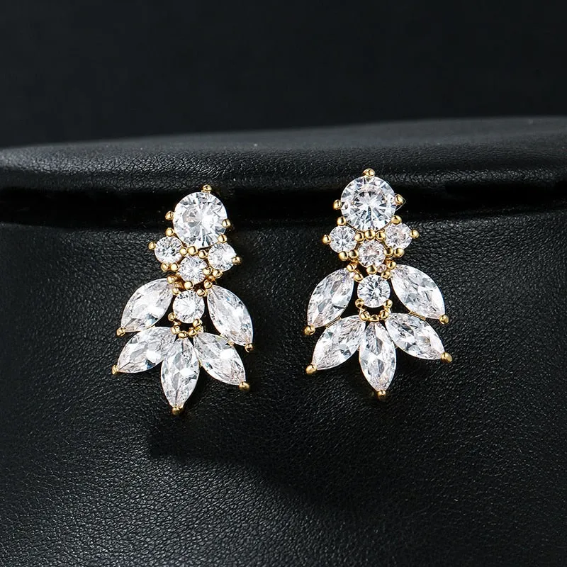Quality Marquise Cubic Zirconia Crystal Drop Earrings
