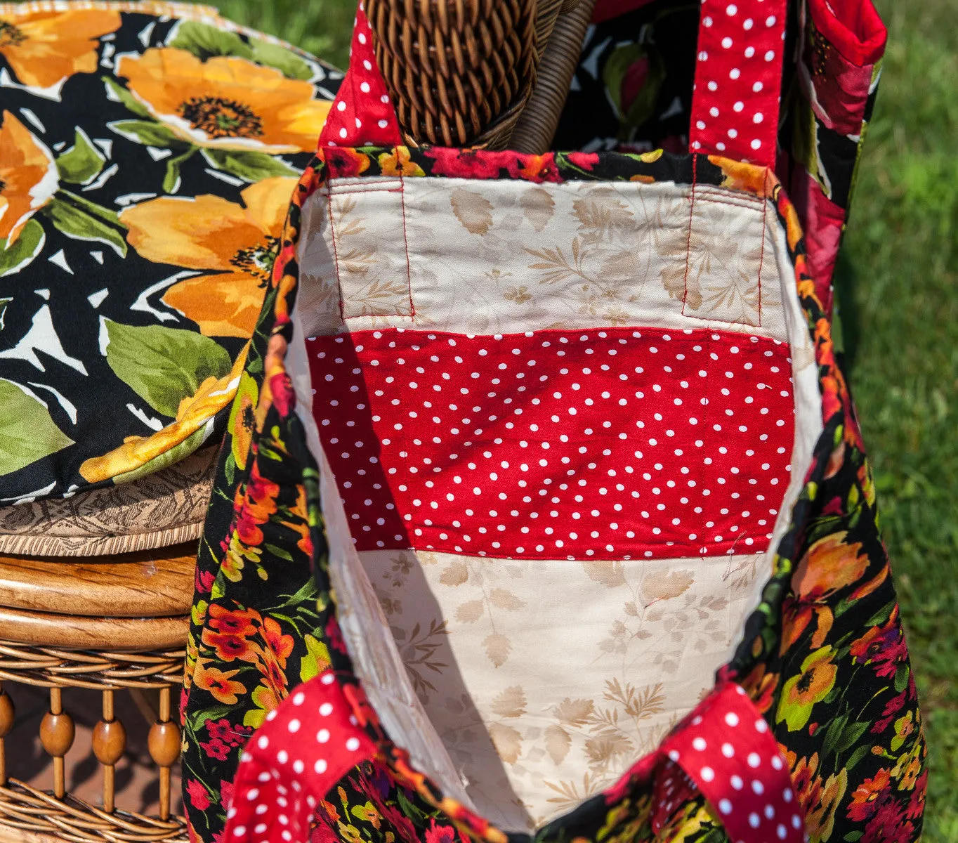 Quilted Handbag Joyful Garden At Night