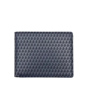Rare Rabbit Men's Iver Blue Bi Fold Slim RFID Monogram Print Wallet
