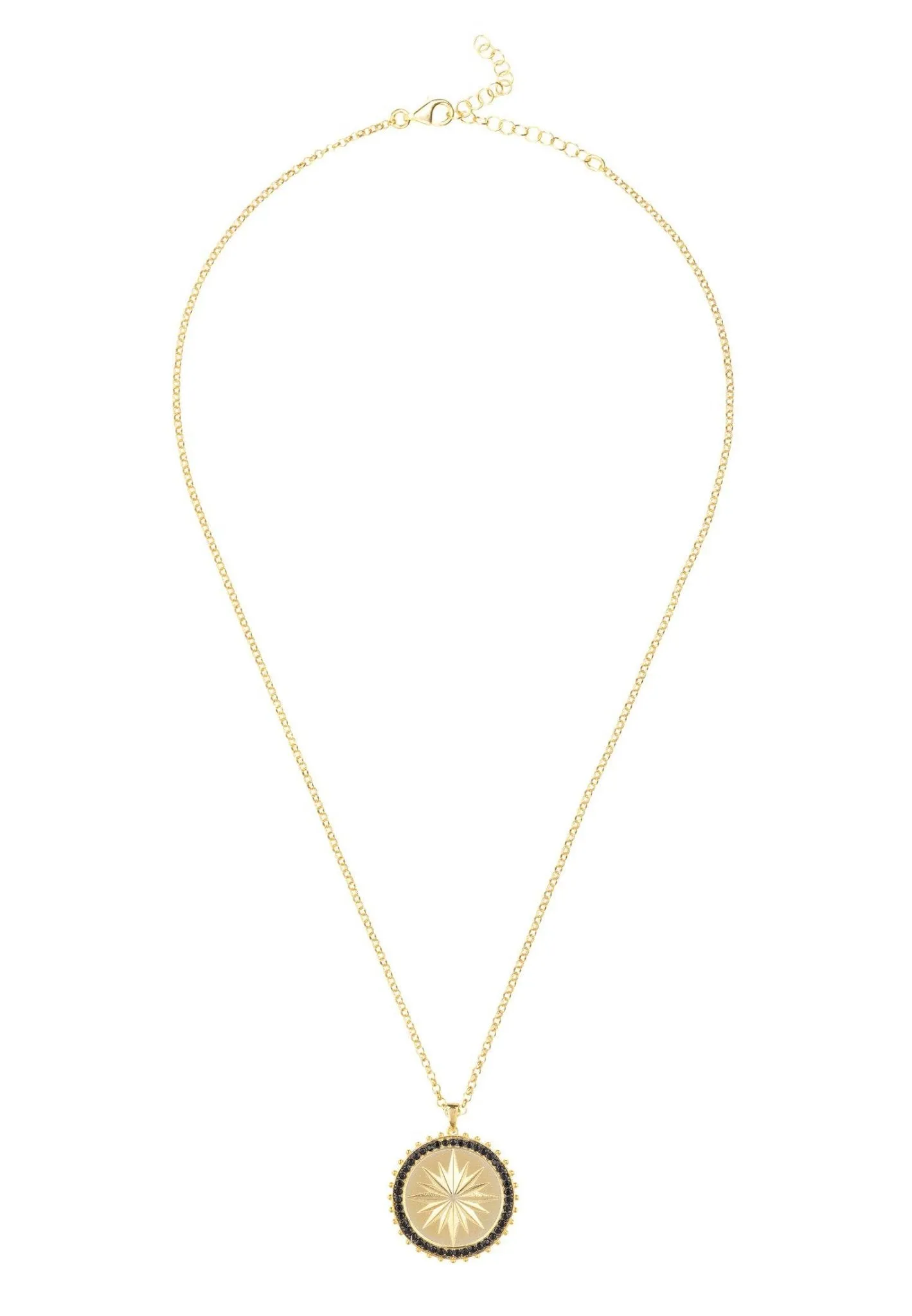 Reversible Moral Compass Starburst Pendant Necklace Gold