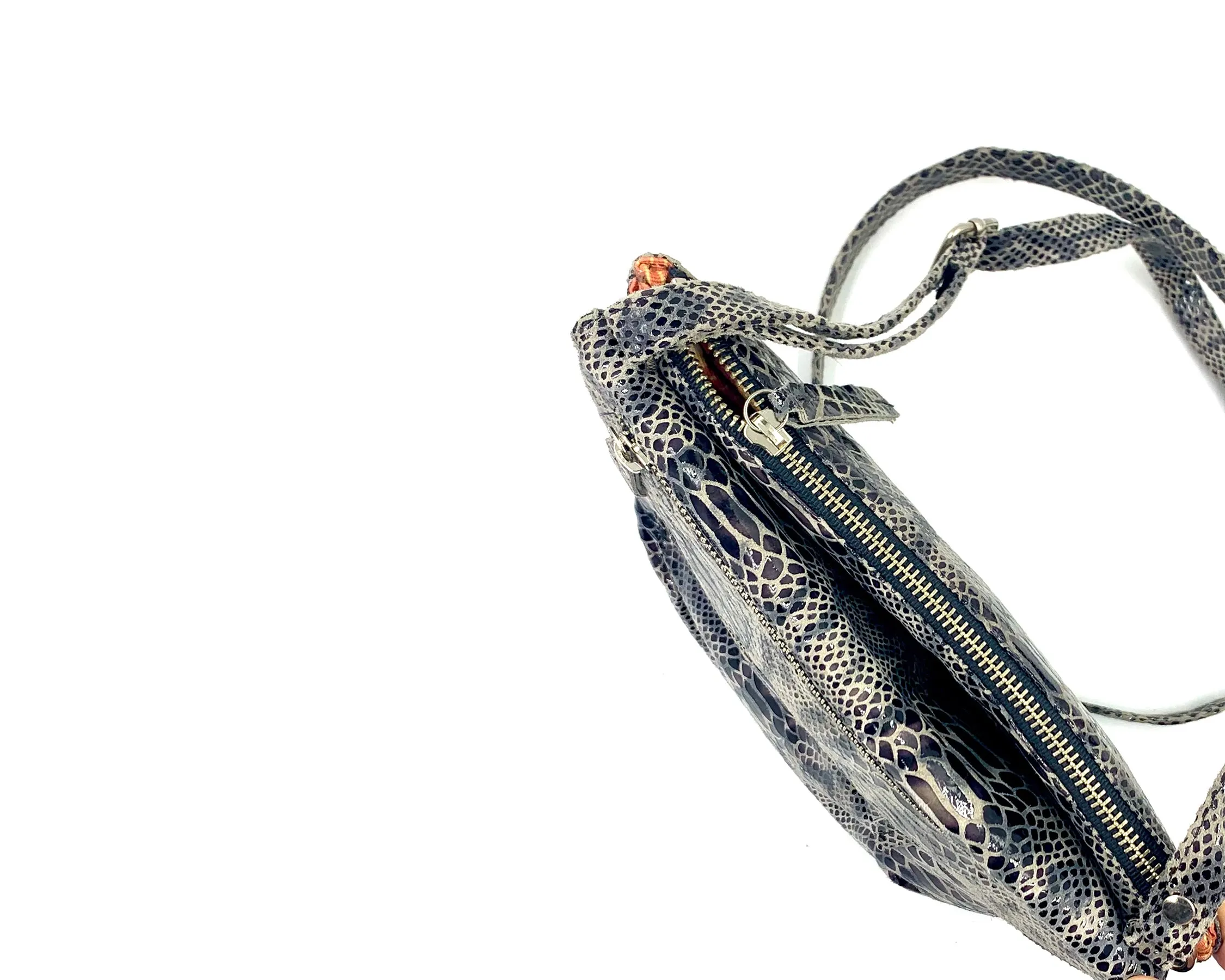 Rolita Crossbody Bag in Grey & Black Snake LIMITED EDITION