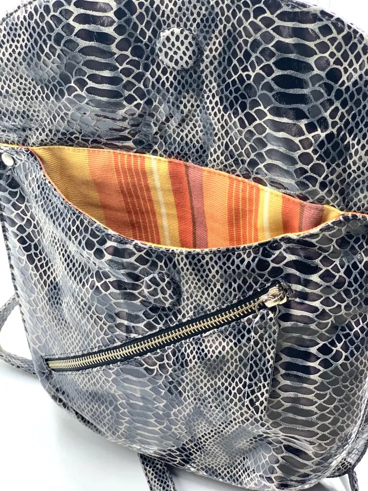 Rolita Crossbody Bag in Grey & Black Snake LIMITED EDITION
