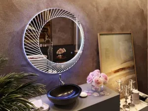 Round Bathroom Led Mirror with Lights | Lighted Mirror | Mirror with Touch Sensor | Makeup Mirror | Home Decore Mirror for Your Bathroom (Size: 24 * 24) (White)