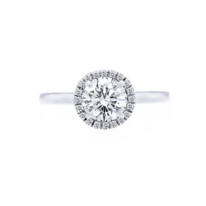 Round Diamond Halo Engagement Ring with Polished Band for 1.00ctw Center