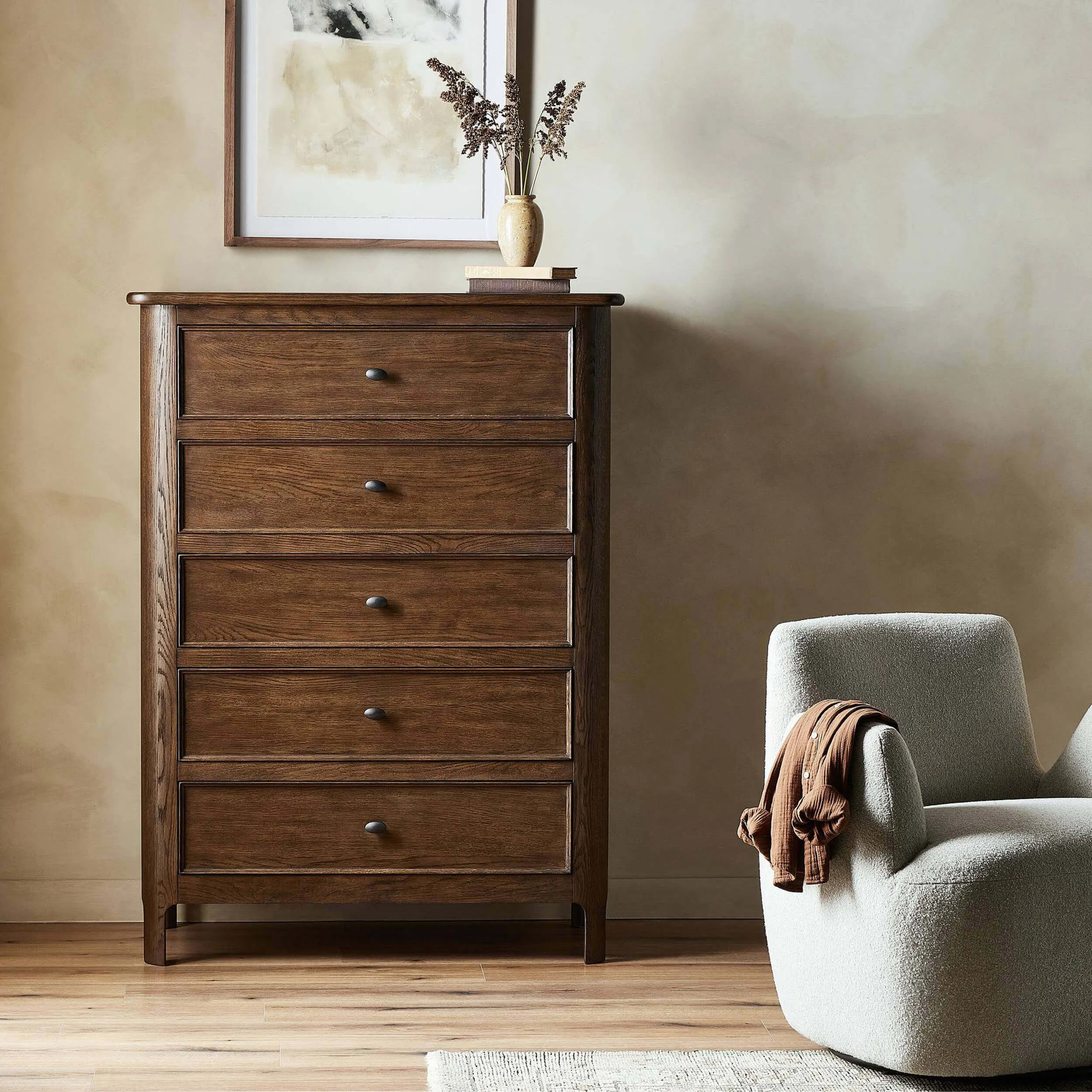Russ Tall Dresser, Aged Oak