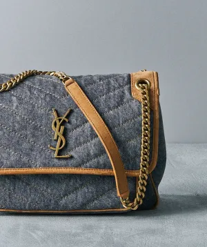 Saint Laurent 2022 Medium Monogram Matelassé Niki Denim Bag