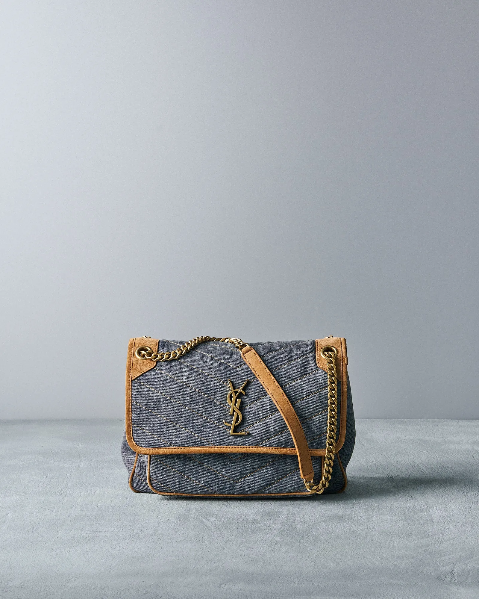 Saint Laurent 2022 Medium Monogram Matelassé Niki Denim Bag