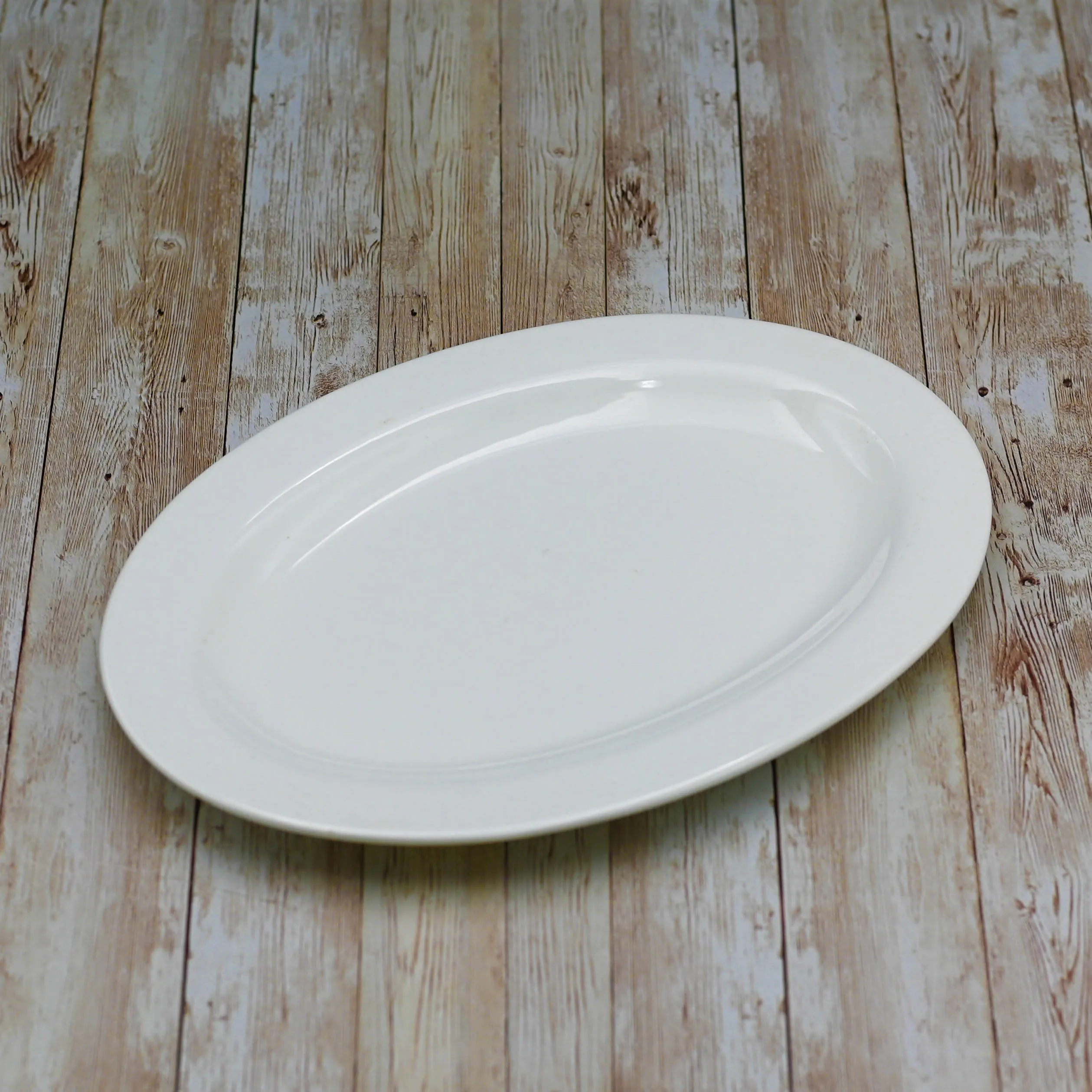 Set Of 3 Professional Rolled Rim White Oval Plate / Platter 14" inch |