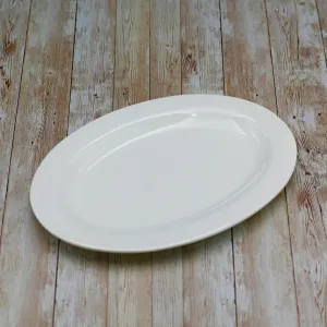 Set Of 3 Professional Rolled Rim White Oval Plate / Platter 14" inch |