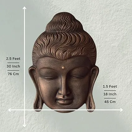 Shawshank Indoor/outdoor decor 2.5 Feet Curly Buddha Head Wall Hanging Mural Showpiece for Home Entrance Decor, Study Room - Idol Statue Buddha face Wall Mount/Buddha Curly Hair Face Wall Hanging