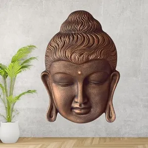 Shawshank Indoor/outdoor decor 2.5 Feet Curly Buddha Head Wall Hanging Mural Showpiece for Home Entrance Decor, Study Room - Idol Statue Buddha face Wall Mount/Buddha Curly Hair Face Wall Hanging