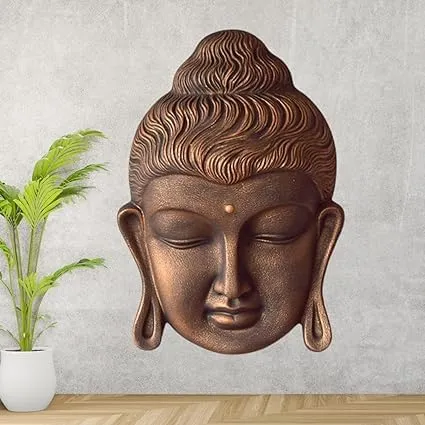 Shawshank Indoor/outdoor decor 2.5 Feet Curly Buddha Head Wall Hanging Mural Showpiece for Home Entrance Decor, Study Room - Idol Statue Buddha face Wall Mount/Buddha Curly Hair Face Wall Hanging