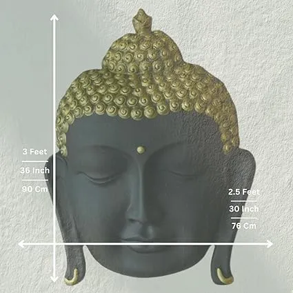 Shawshank Indoor/outdoor decor Buddha Wall Hanging Mural Showpiece for Home Entrance Decor, Office, Study Room - Idol Statue Shri Buddha face Wall Mount (Black)