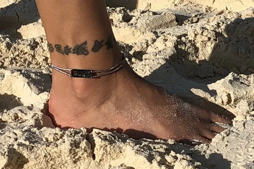 Slut Bracelet or small anklet in Stainless Steel with gift bag included