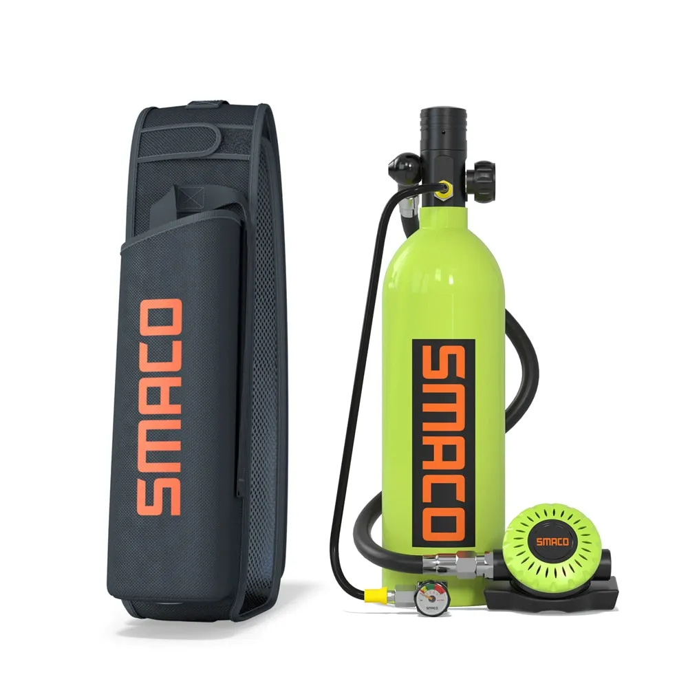 SMACO S400Pro Mini Scuba Diving Tank/Equipment Set Mini Oxygen Cylinder Respirator Air Tank Hand Pump 1L Oxygen Cylinder Diving