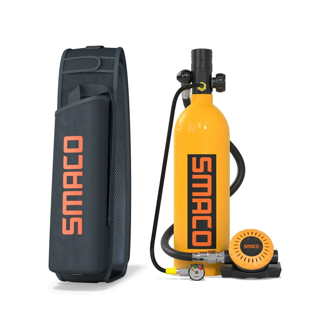 SMACO S400Pro Mini Scuba Diving Tank/Equipment Set Mini Oxygen Cylinder Respirator Air Tank Hand Pump 1L Oxygen Cylinder Diving
