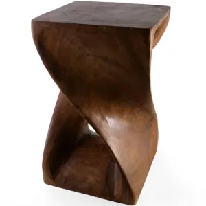 Small Wooden Table Handcarved Acacia Wood Honey Twist Table