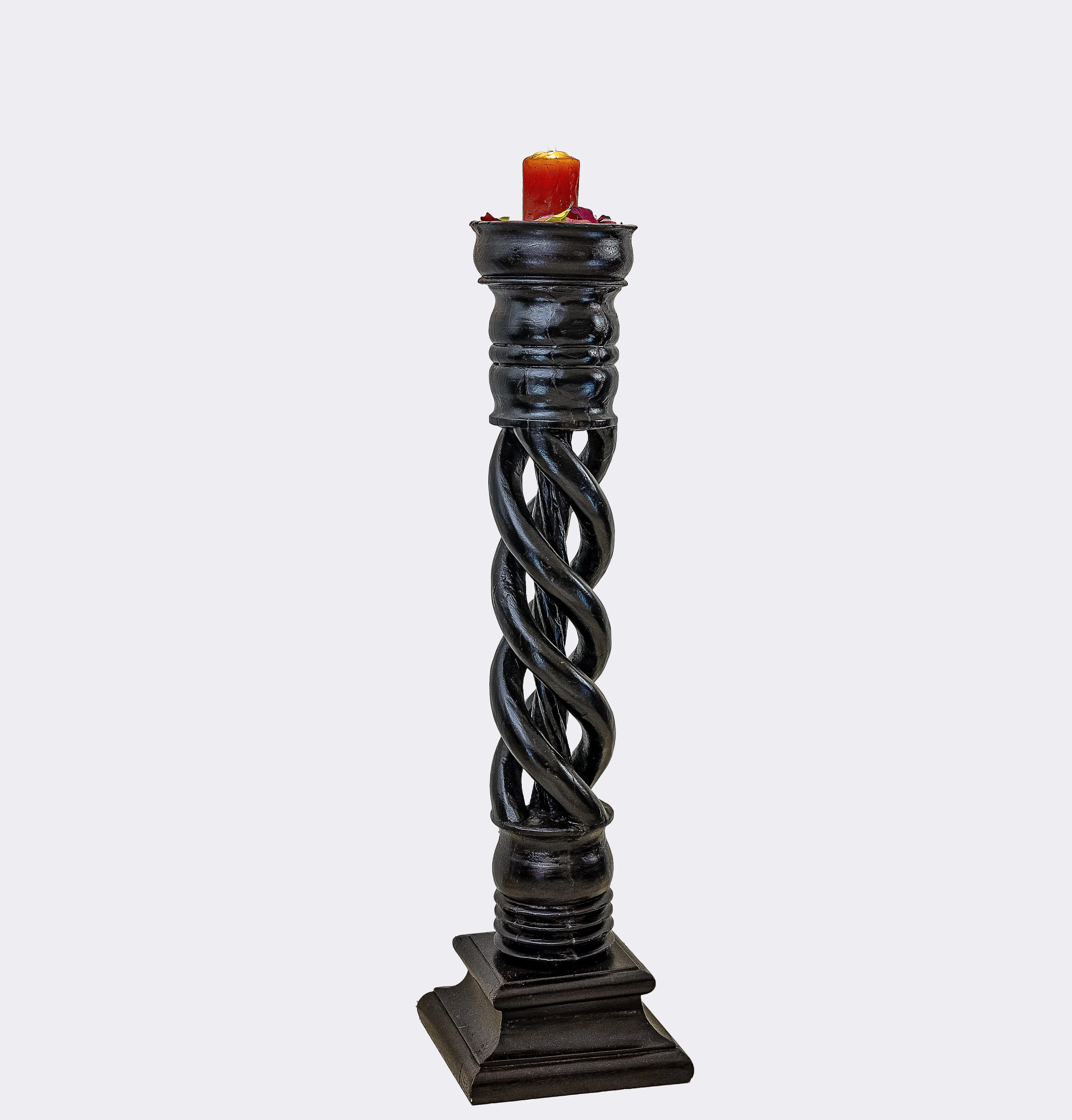 Spiral Wood  Vintage  Pillar Pedestal : Stambh 3