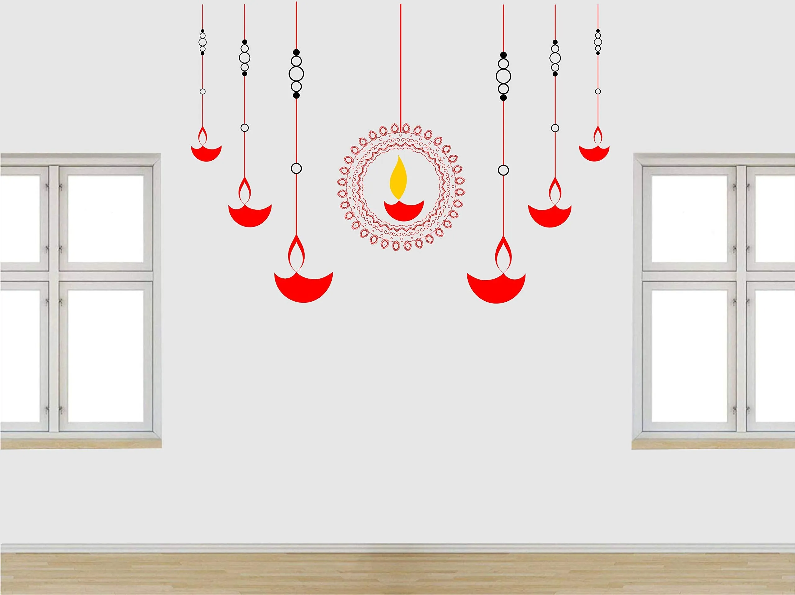 Sticker Hub AS202 Vinyl Decorative Diyas Wall Sticker (80 cm X 111 cm, Red)