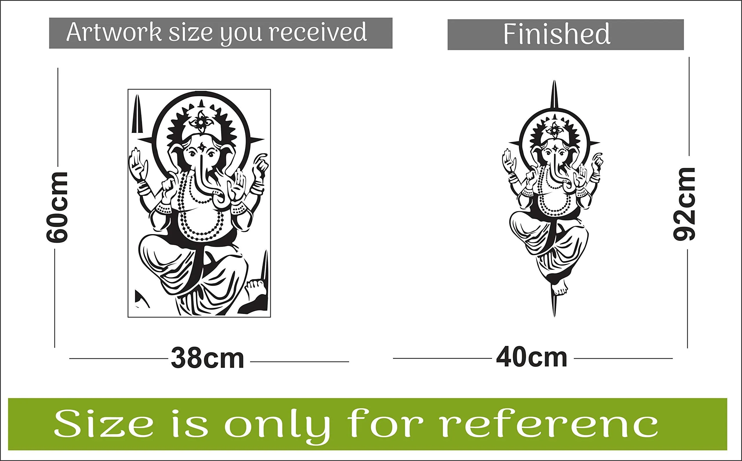 Sticker Hub Lord Ganesha Wall Sticker 92cm X 40cm AS261