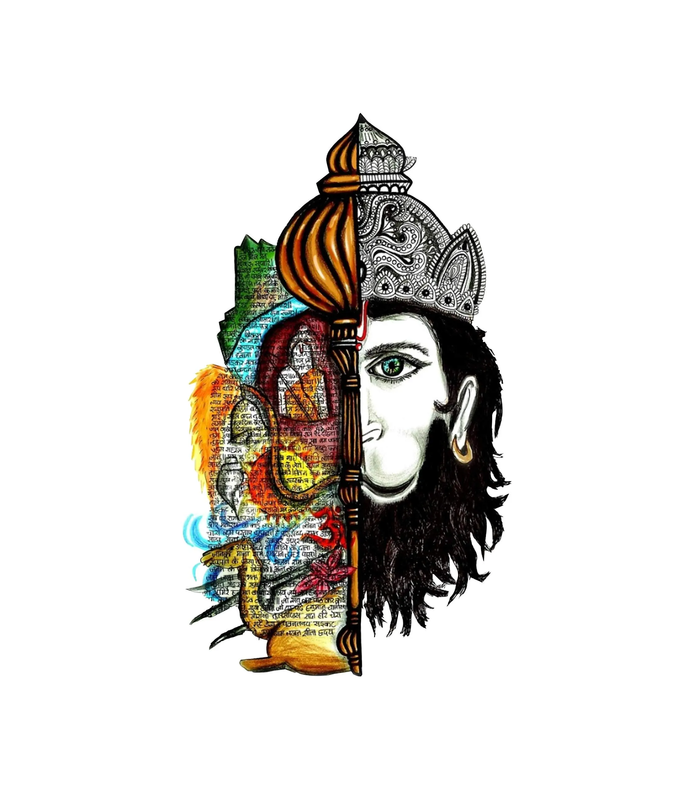 Sticker Hub Shree Hanuman Spiritual Decorative Wall Sticker (87 x 50 cm) BS940W
