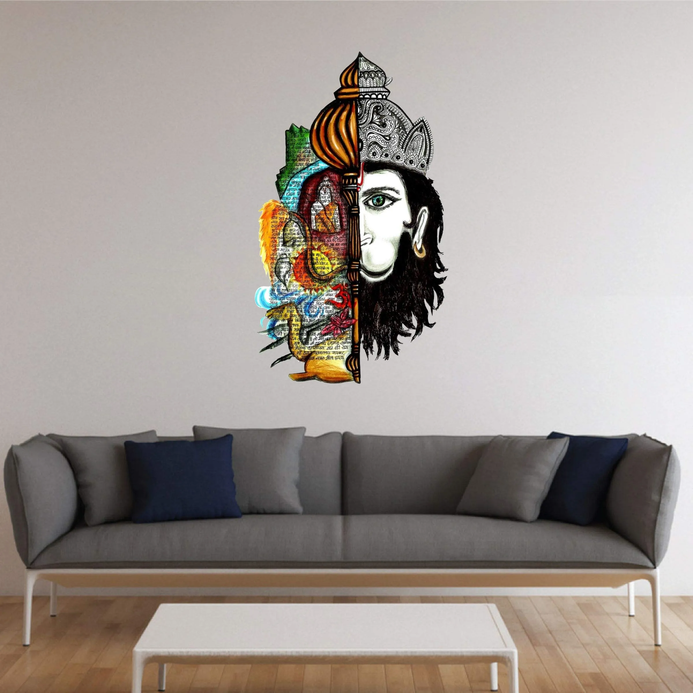 Sticker Hub Shree Hanuman Spiritual Decorative Wall Sticker (87 x 50 cm) BS940W
