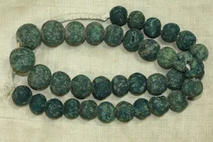 Strand of Rare small Mottled dark Teal Majapahit Beads