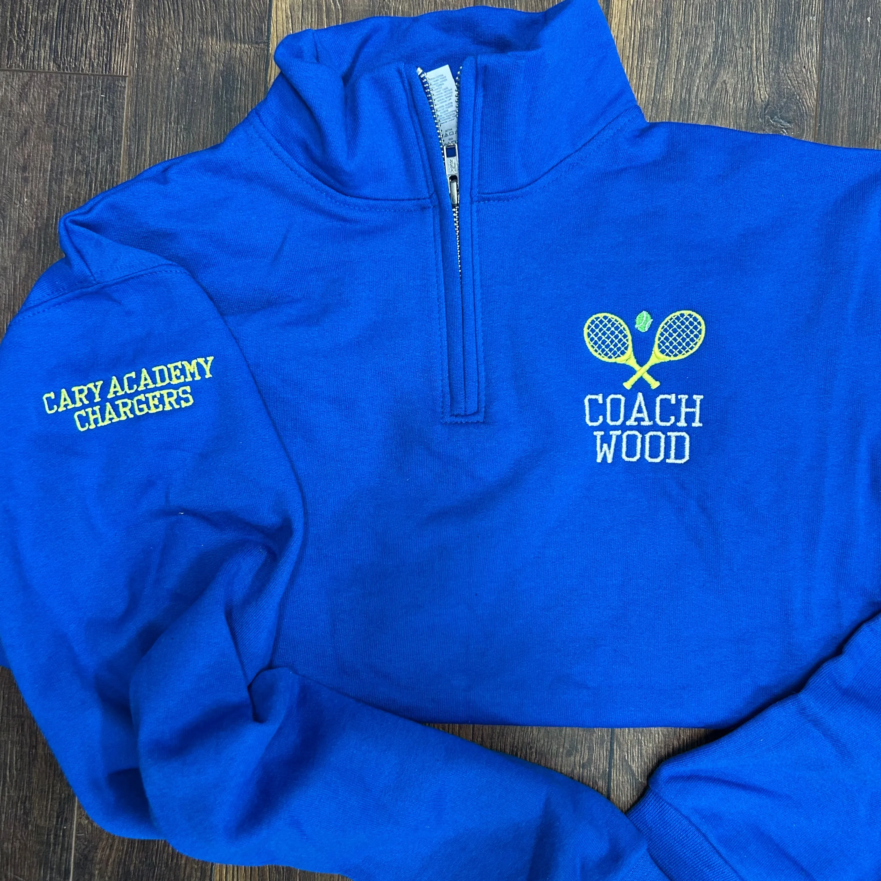 Tennis Coach Team Personalized Quarter Zip Sweatshirt