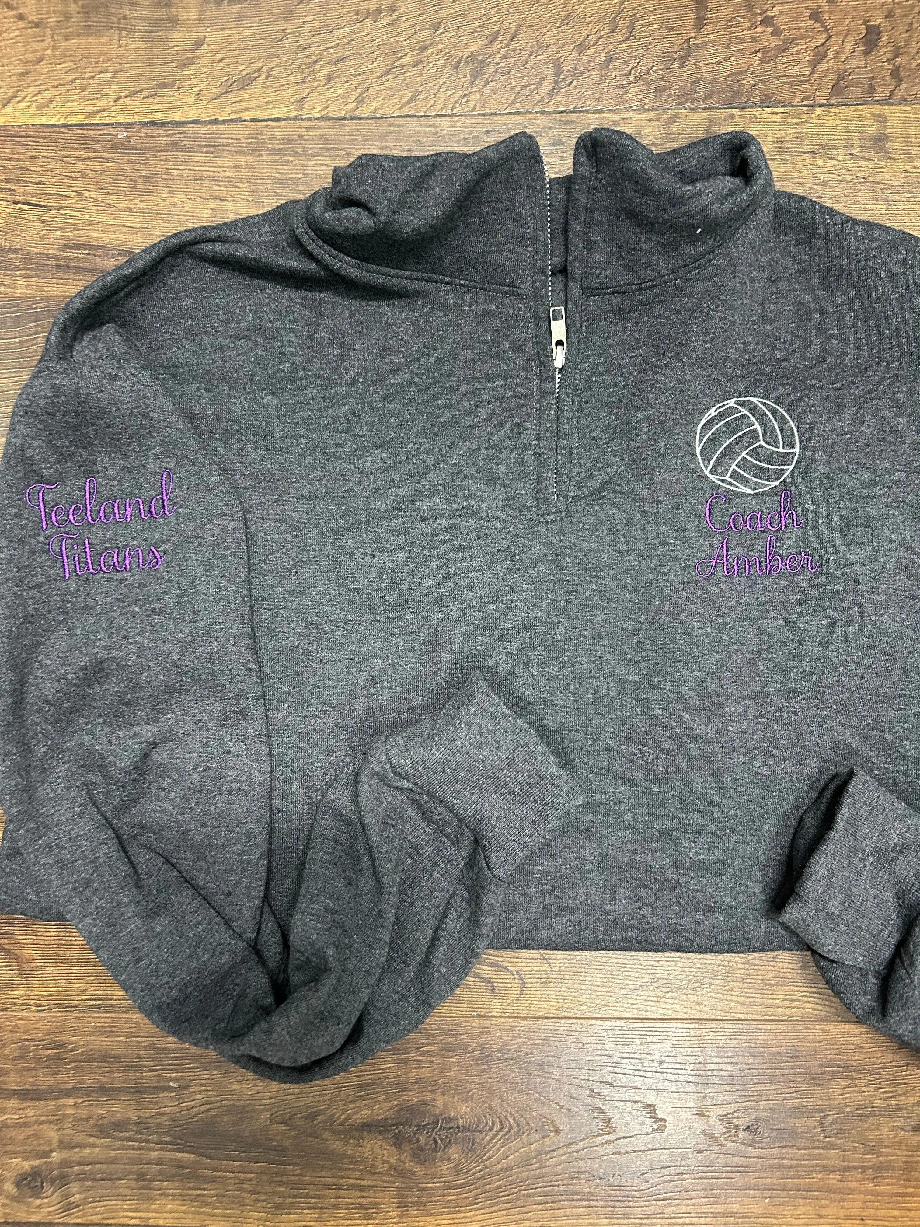 Tennis Coach Team Personalized Quarter Zip Sweatshirt