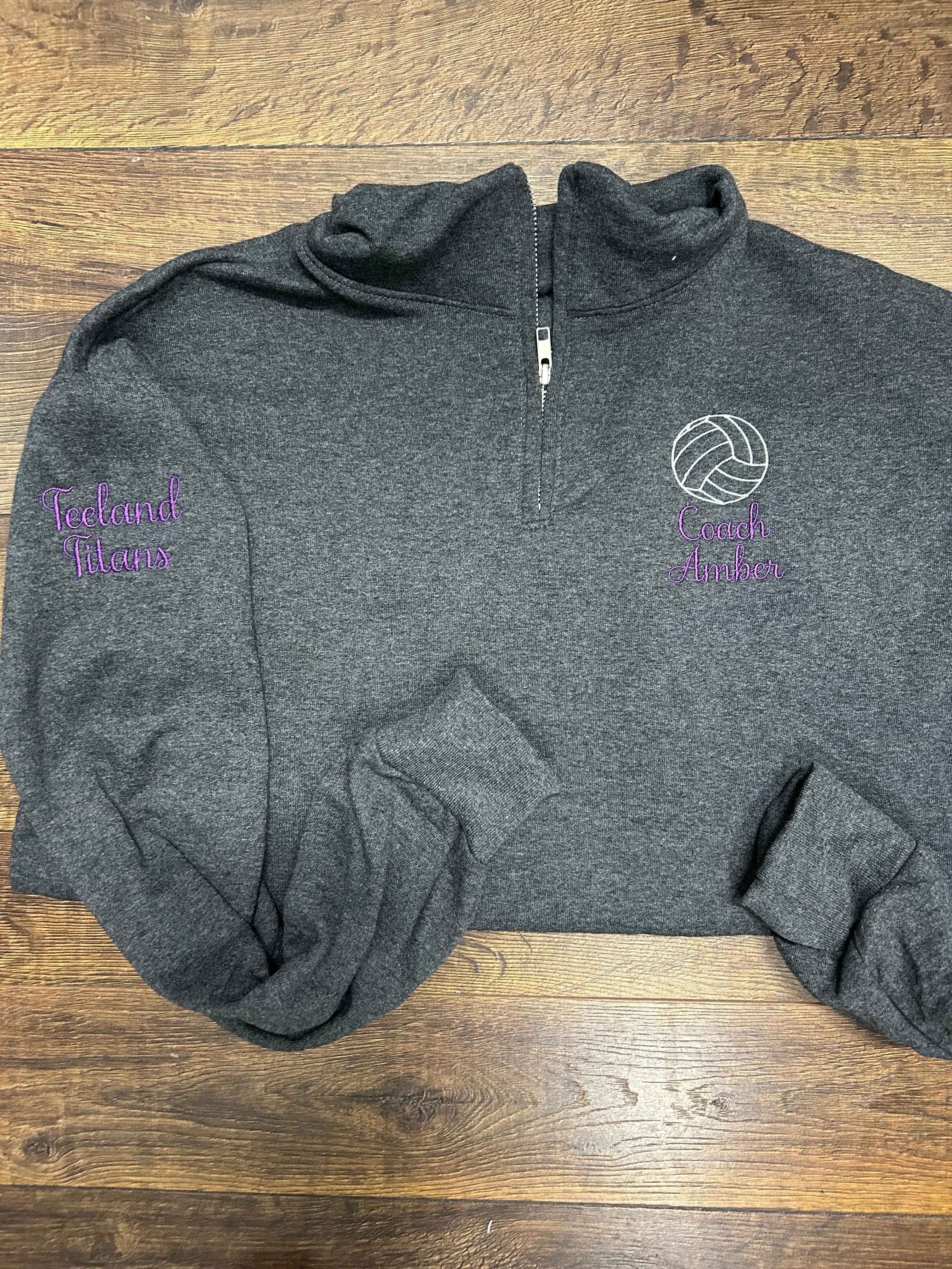 Tennis Coach Team Personalized Quarter Zip Sweatshirt