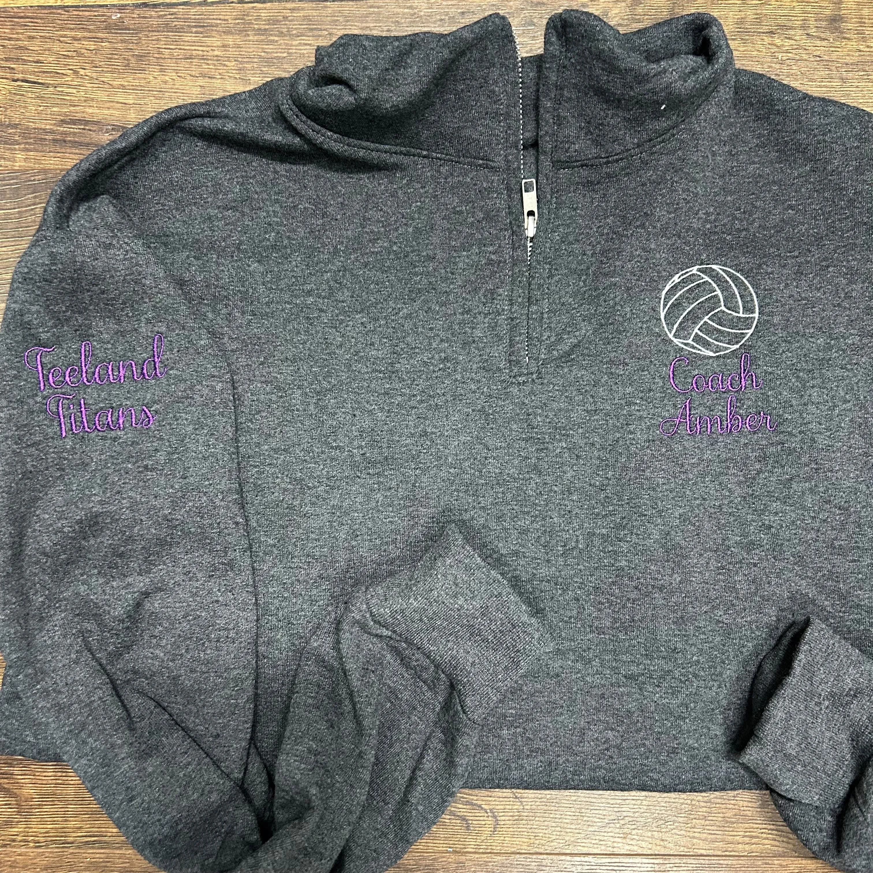Tennis Coach Team Personalized Quarter Zip Sweatshirt