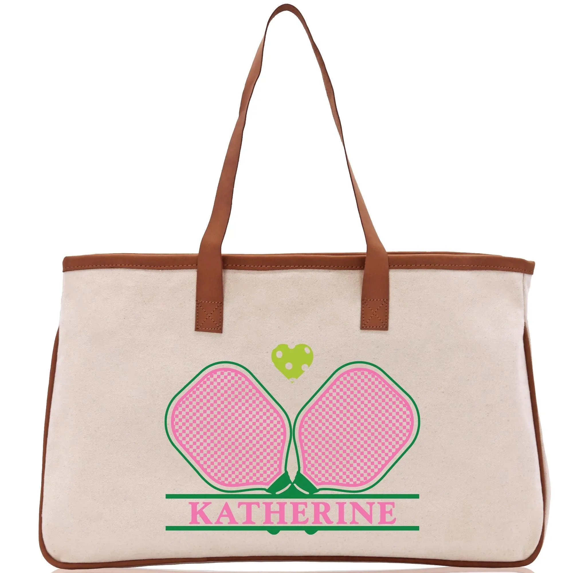 Tennis Personalization Name Cotton Canvas Tote Bag Gift for Tennis Lover Bag Tennis Coach Gift Bag Custom Pickleball Tote Gift (PBT1022)