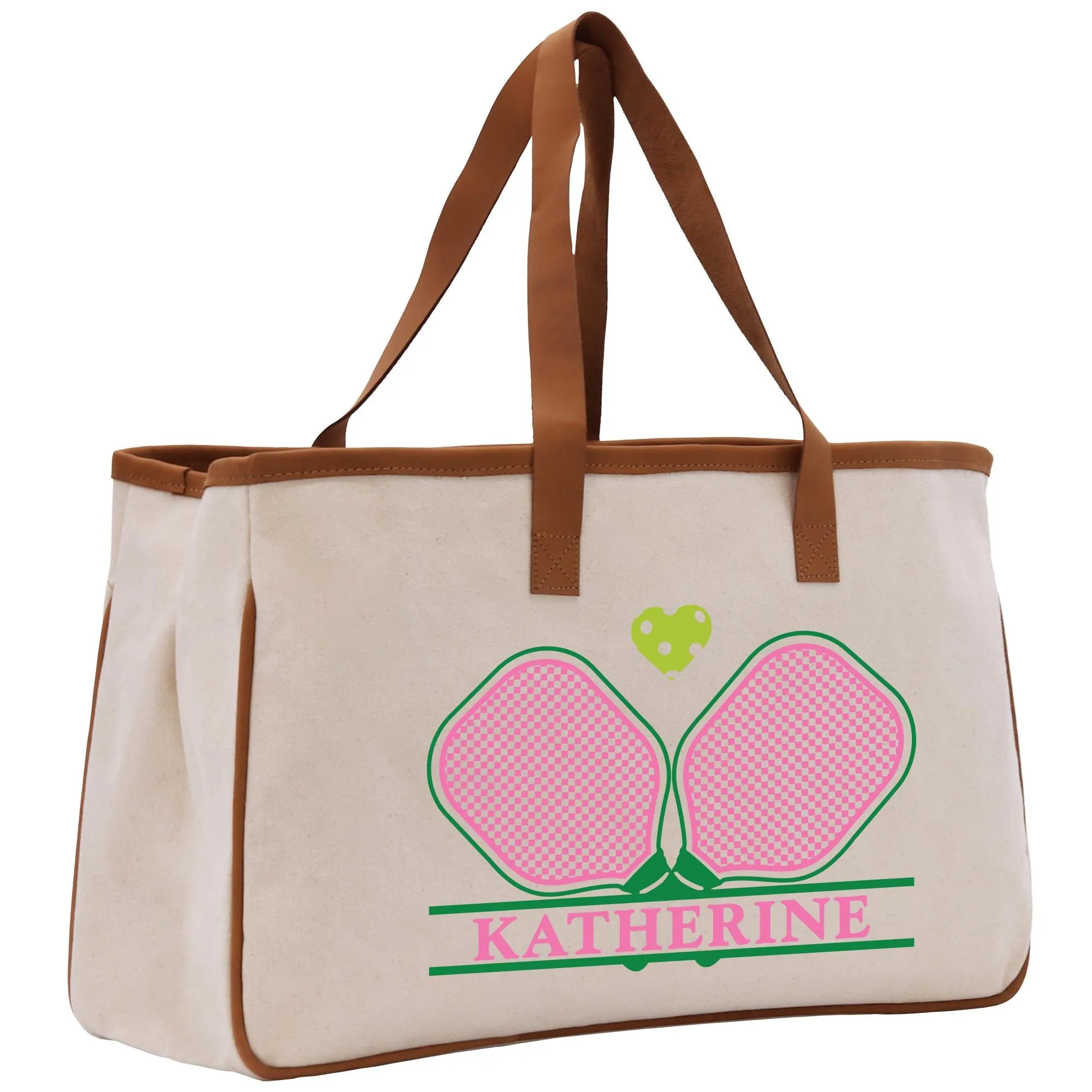 Tennis Personalization Name Cotton Canvas Tote Bag Gift for Tennis Lover Bag Tennis Coach Gift Bag Custom Pickleball Tote Gift (PBT1022)