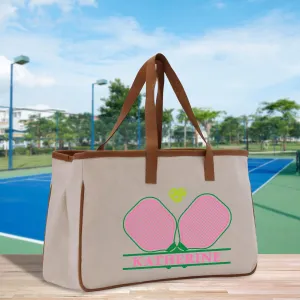 Tennis Personalization Name Cotton Canvas Tote Bag Gift for Tennis Lover Bag Tennis Coach Gift Bag Custom Pickleball Tote Gift (PBT1022)