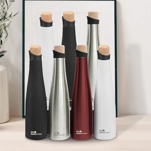 The Better Home Insulated Stainless Steel Water Bottle 750ml | 18 Hours Insulation Cork Cap | Hot Cold Gym Office School | Airtight Leak Proof BPA Free | White Colour | 1 Bottle Pack