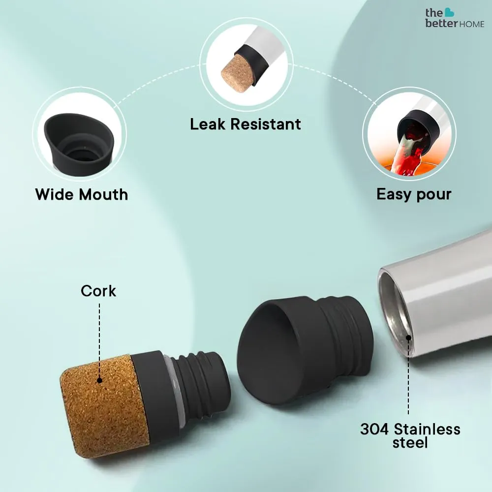 The Better Home Insulated Stainless Steel Water Bottle with Cork Cap | 18 Hours Insulation | Pack of 6-500ml Each | Hot Cold Water for Office School Gym | Leak Proof & BPA Free | White Colour