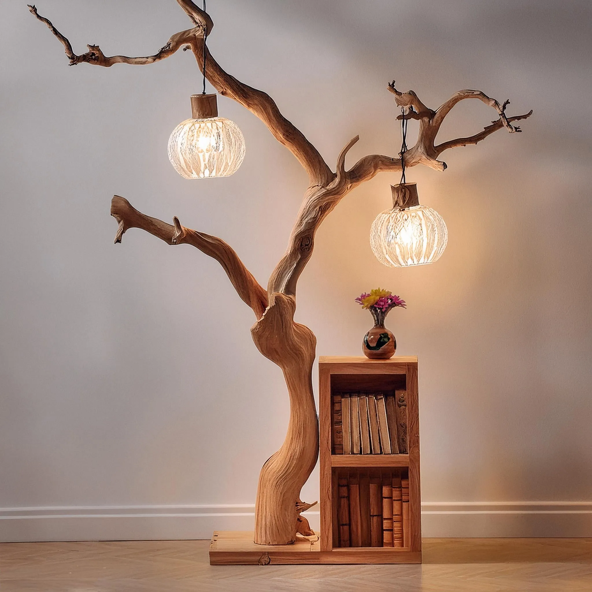 Tree Branches Lamp Floating Wall Bookshelf Custom Decor Home